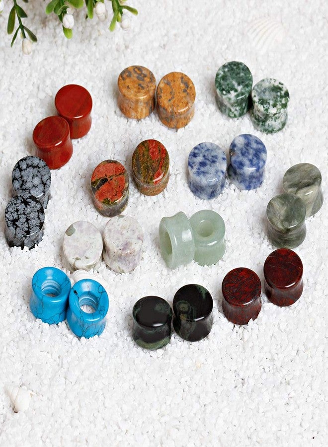 TBOSEN 24 pcs Mixed Stone Ear Plugs Tunnels Double Flare Saddle Stretching Gauges Expander Body Piercing Set Gauge 2g - 5/8 inch - Image 3